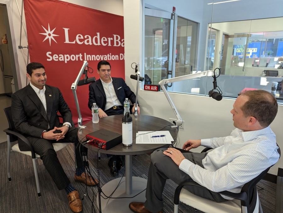 Host Greg talking with the Co-Founders of the Hult Undergraduate Investment Group