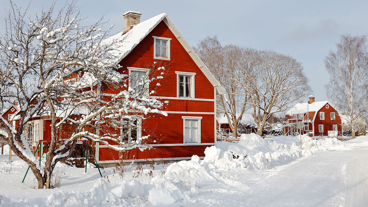 Snowy house