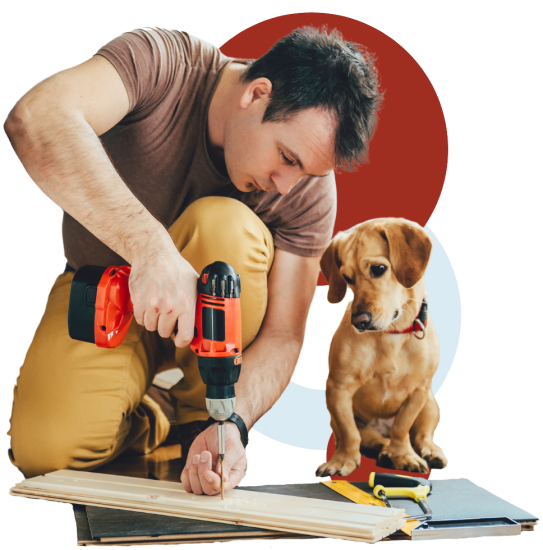 Repairman with dog