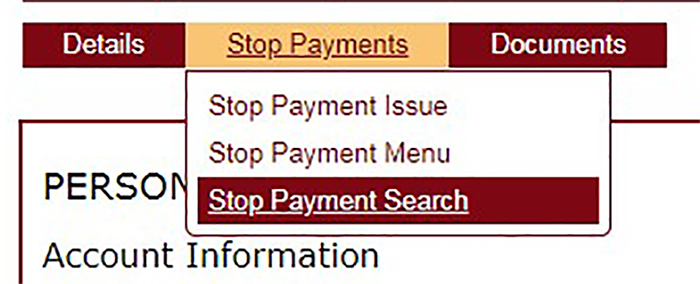 Stop Payment Search