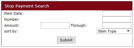 Stop Payment Search
