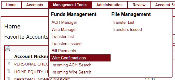 wire confirmation