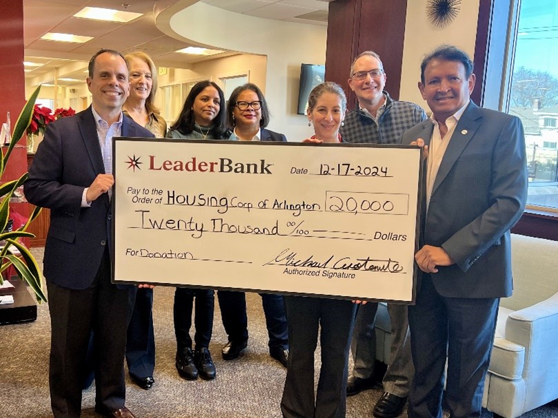 Leader Bank Supports Local Affordable Housing with $20,000 Donation to Housing Corporation of Arlington